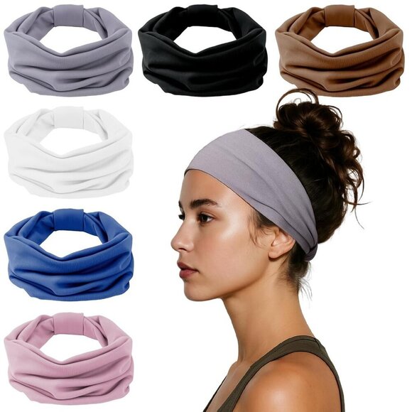 Women Headbands Cotton Blend Wide Elastic Thick Non-Slip Sports Hair Bands